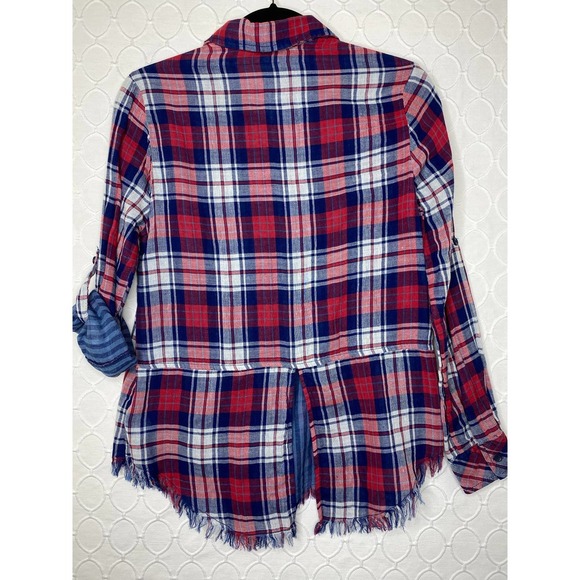 BeachLunchLounge Maxwell Plaid Raw Hem Shirt - Picture 5 of 5